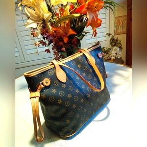 Brown and Tan Monogram Tote Bag